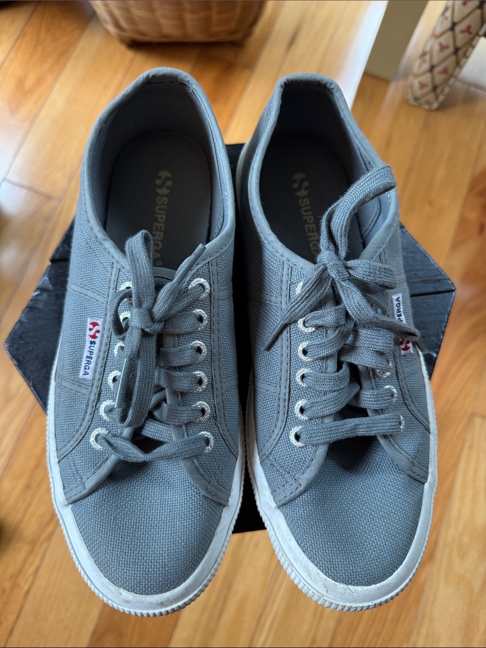 Superga Gray Canvas Low-Top Sneakers